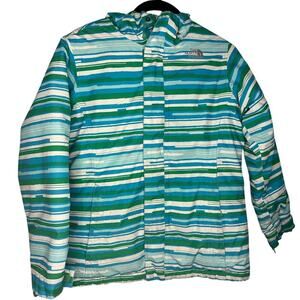 The North Face Puffer Jacket Girls Size Large 14/16 Ski Coat Warm Green Blue